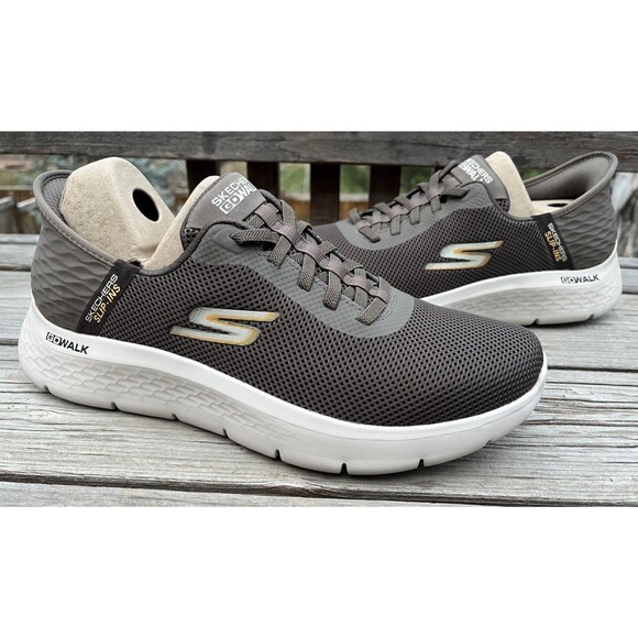 Skechers Other - New! Skechers Slip-ins Men’s 11.5 Go Walk Flex Hands Up Shoes Brown 216496